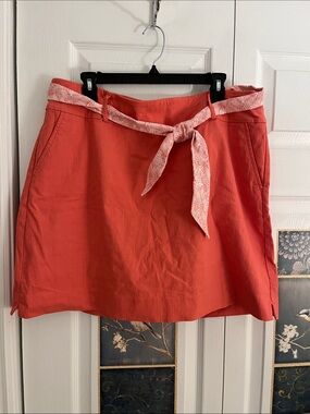 Women's Coral Mini Skirt with Printed Tie Belt